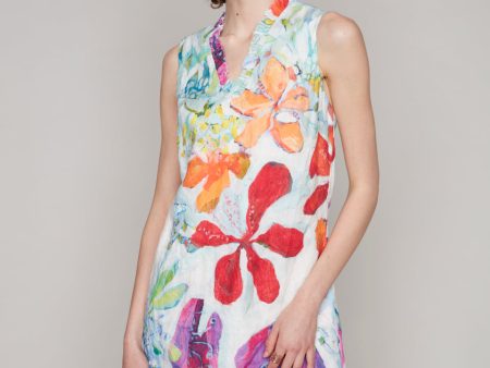 A Smattering of Spring novelty v-neck sleeveless dress For Sale