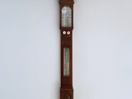 Mid Victorian Carved Walnut Stick Barometer by Negretti & Zambra, London Online Hot Sale