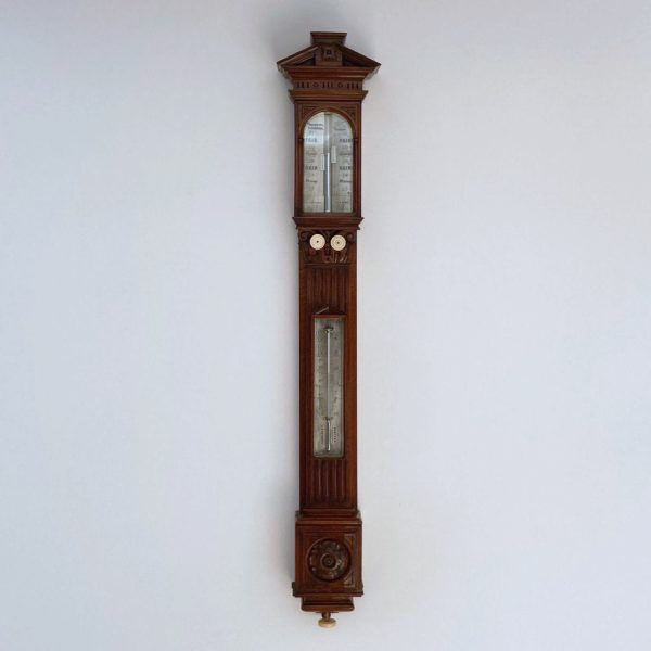 Mid Victorian Carved Walnut Stick Barometer by Negretti & Zambra, London Online Hot Sale