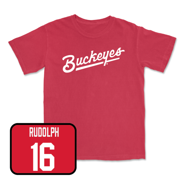 Red Women s Lacrosse Script Tee - Audrey Rudolph Fashion