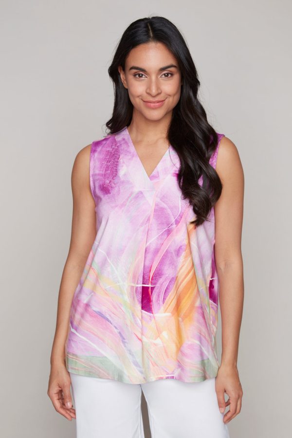 Bird of Paradise v-neck sleeveless top For Discount