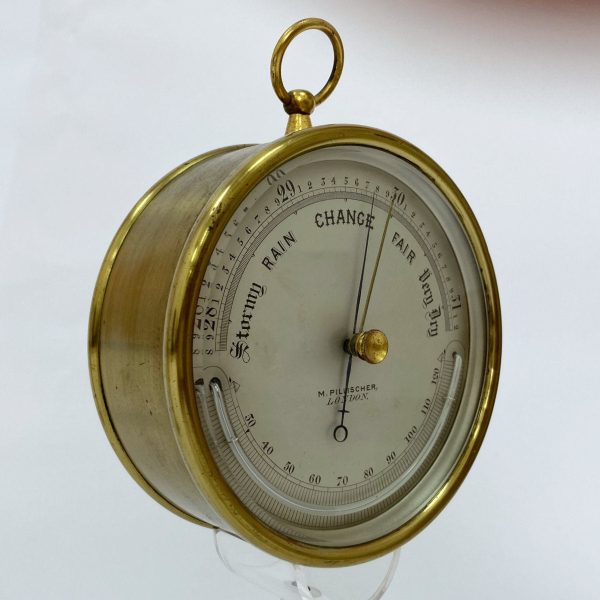 Mid Victorian Aneroid Barometer by M Pillischer of Bond Street, London Online Hot Sale