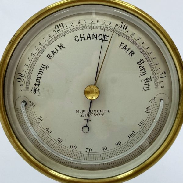 Mid Victorian Aneroid Barometer by M Pillischer of Bond Street, London Online Hot Sale