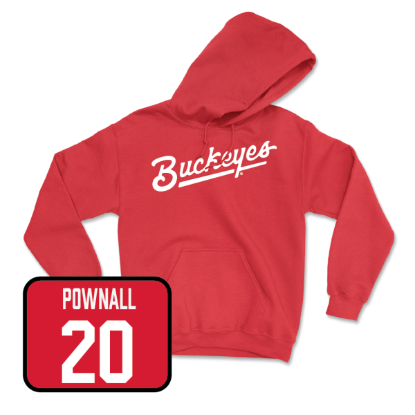 Red Baseball Script Hoodie - Christian Pownall Cheap