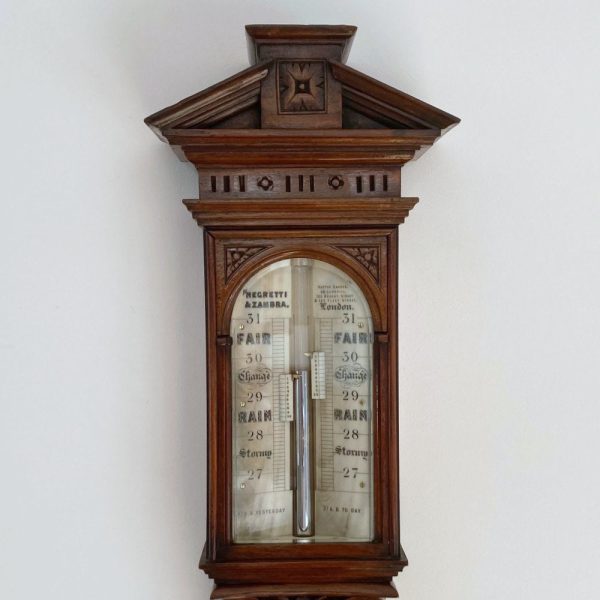 Mid Victorian Carved Walnut Stick Barometer by Negretti & Zambra, London Online Hot Sale