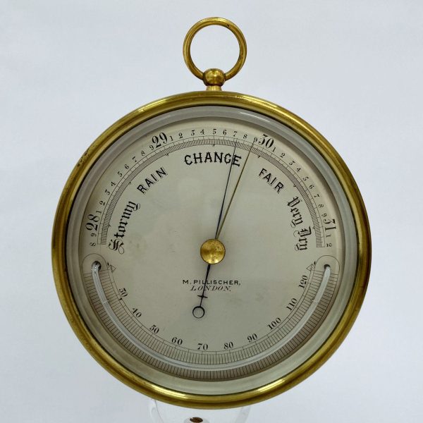 Mid Victorian Aneroid Barometer by M Pillischer of Bond Street, London Online Hot Sale