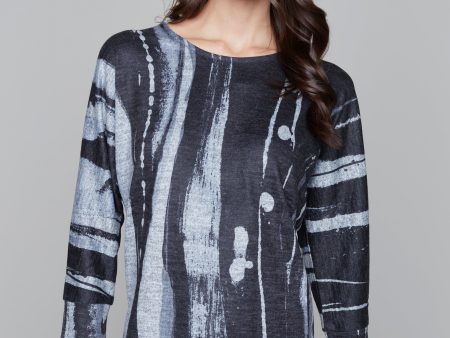 Breezy Black & White long sleeve top on Sale