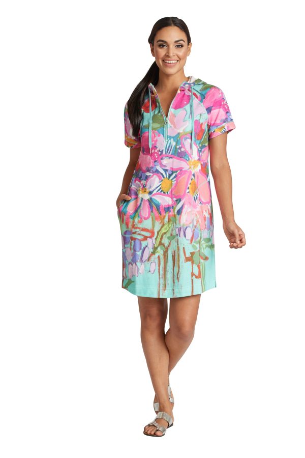 Down by the Ponds Edge short sleeve hoodie dress For Sale