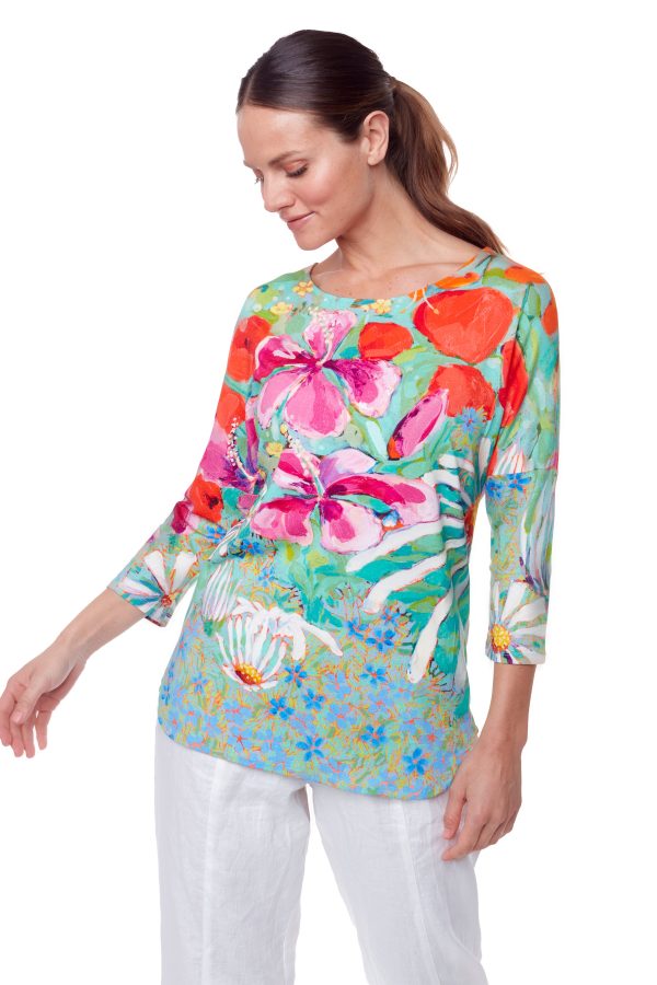 Where Butterflies and Bees Are 3 4-length dolman sleeve top Online Hot Sale