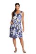 Blue & White: At Lib. sleeveless button pocket dress For Discount