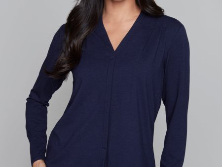 Basics v-neck long sleeve lined top Online