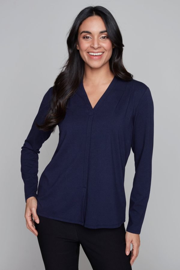 Basics v-neck long sleeve lined top Online