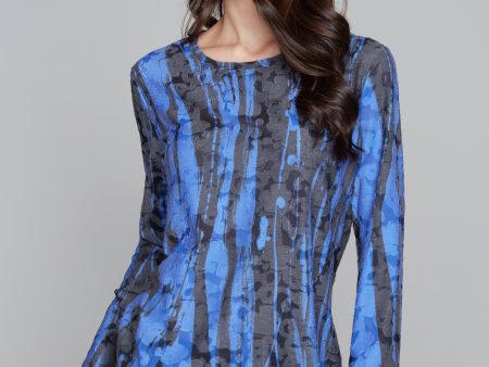 Breezy Black & Periwinkle Blue asymmetric tunic Fashion