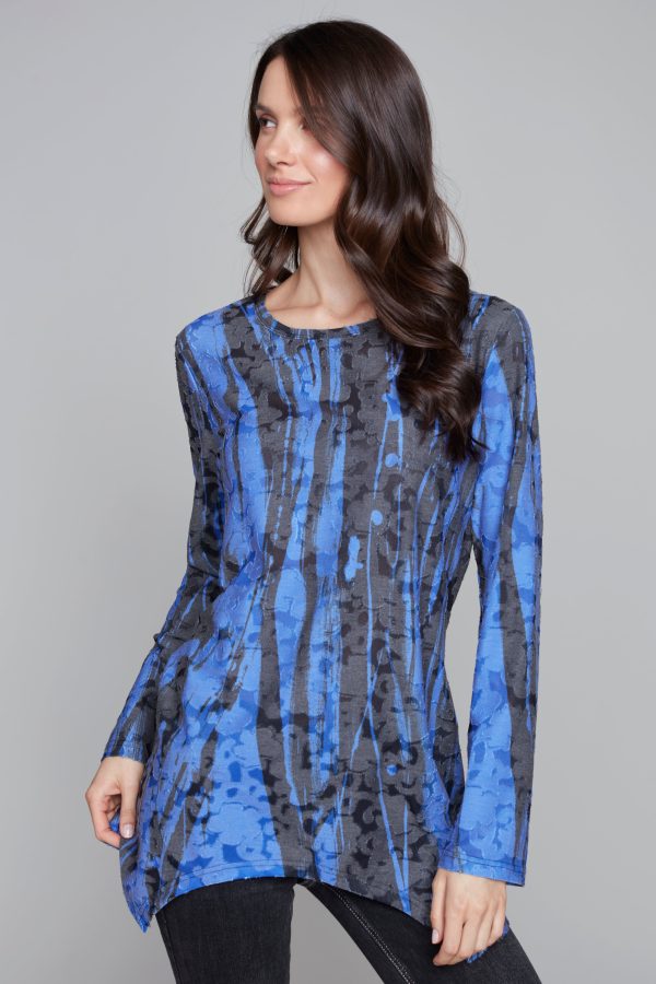 Breezy Black & Periwinkle Blue asymmetric tunic Fashion