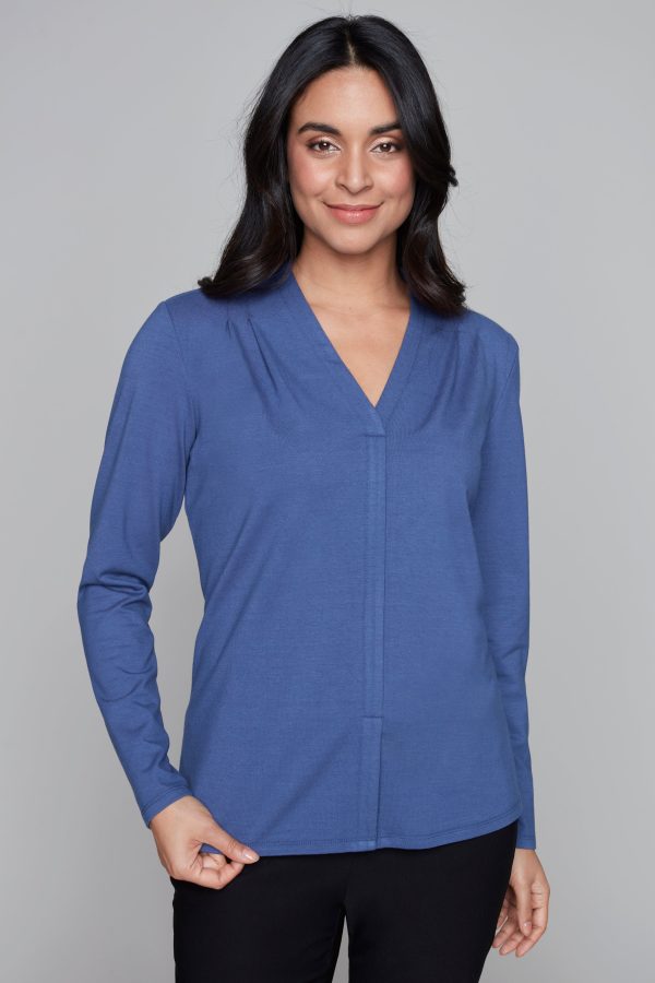 Basics v-neck long sleeve lined top Online